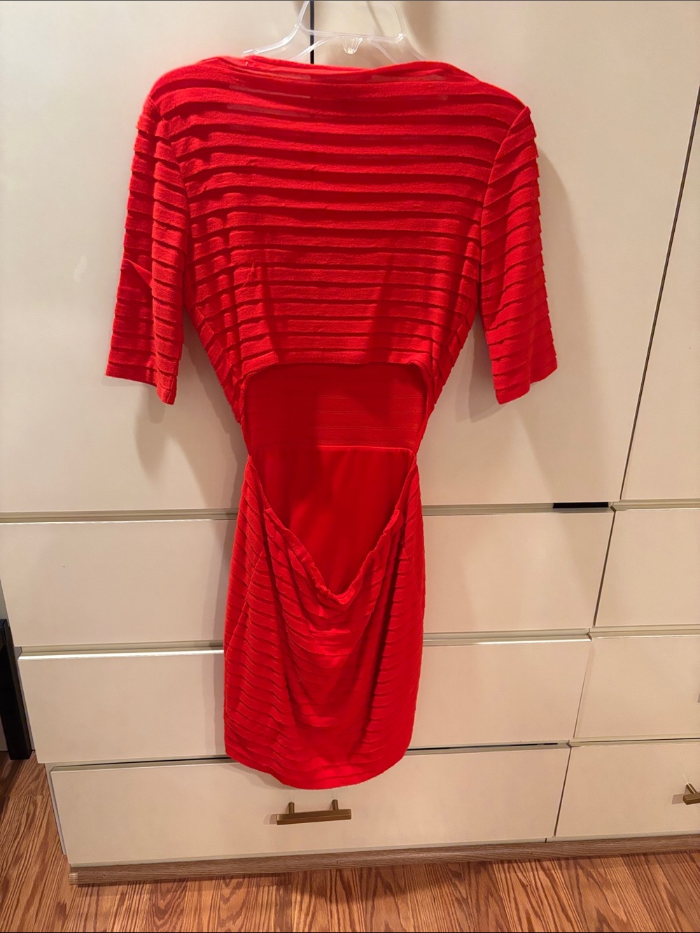 BCBGeneration Red Ribbed Scoop-Neck Mini Dress - Picture 2 of 3